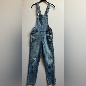 Old Navy distressed denim overalls Sz 6 Tall